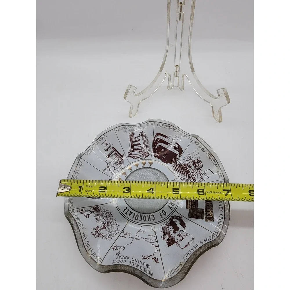 Vintage Hersheys Story of Chocolate Glass Plate Ruffled Edge 7.5in